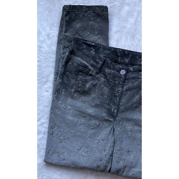 MADELEINE Slim Five Pocket with Flock Print Ombré Effect in Sage Green, Size 8P - Picture 7 of 16